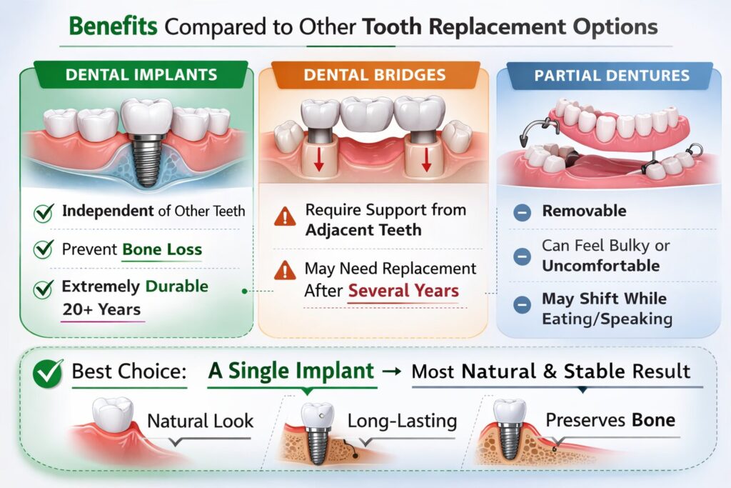 Benefits Compared to Other Tooth Replacement Options